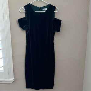 Calvin Klein Velvet Emerald Green Cold Shoulder Dress Size 8